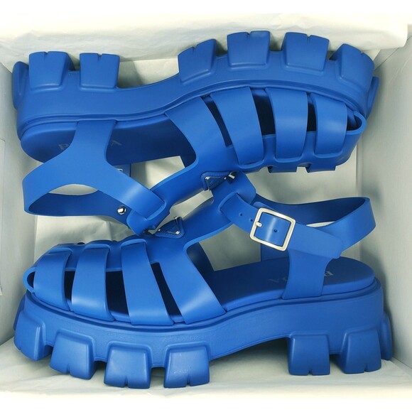 Prada Men's Monolith Rubber Soft Cage Fisherman Sandals Blue Size 12 / US 13 - Picture 3 of 6